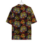 Red Tiger Tattoo Pattern Print Rayon Hawaiian Shirt