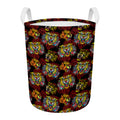 Red Tiger Tattoo Pattern Print Round Laundry Basket