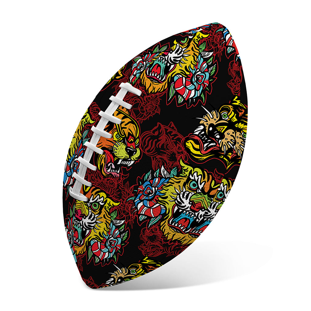 Red Tiger Tattoo Pattern Print Rugby Ball