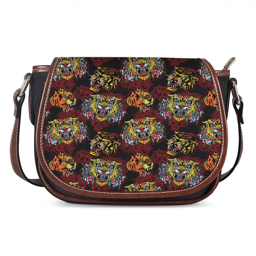 Red Tiger Tattoo Pattern Print Saddle Bag