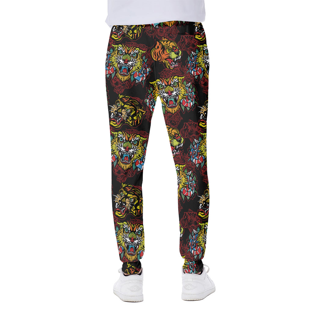 Red Tiger Tattoo Pattern Print Scuba Joggers