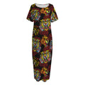 Red Tiger Tattoo Pattern Print Short Sleeve Long Nightdress