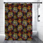 Red Tiger Tattoo Pattern Print Shower Curtain