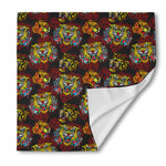 Red Tiger Tattoo Pattern Print Silk Bandana