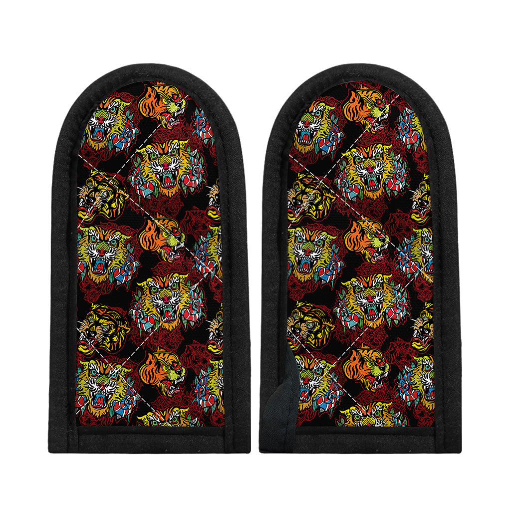 Red Tiger Tattoo Pattern Print Skillet Handle Cover