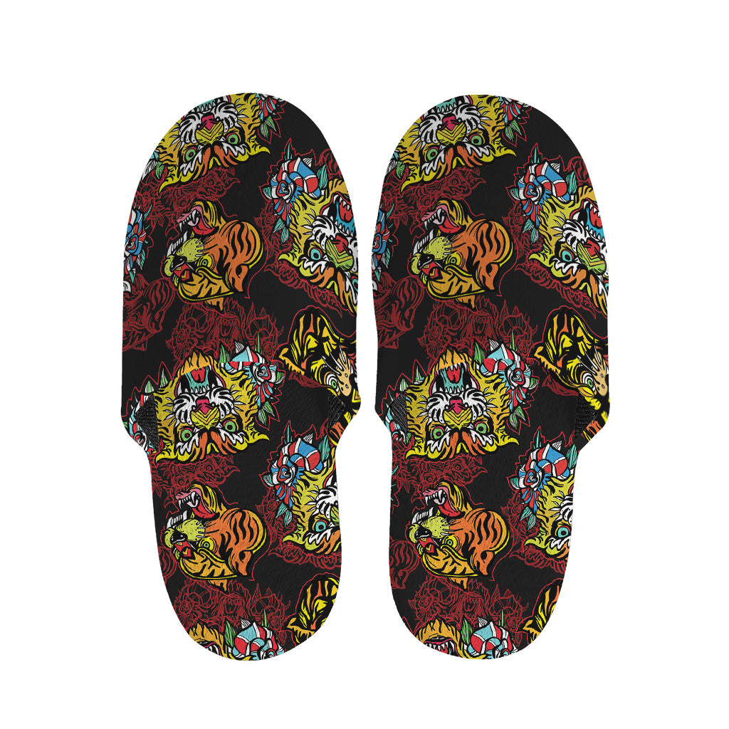 Red Tiger Tattoo Pattern Print Slippers