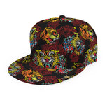 Red Tiger Tattoo Pattern Print Snapback Cap