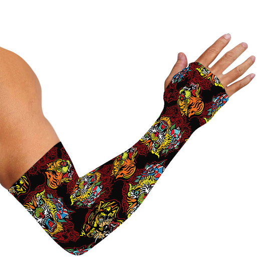 Red Tiger Tattoo Pattern Print Sun Protection Arm Sleeves