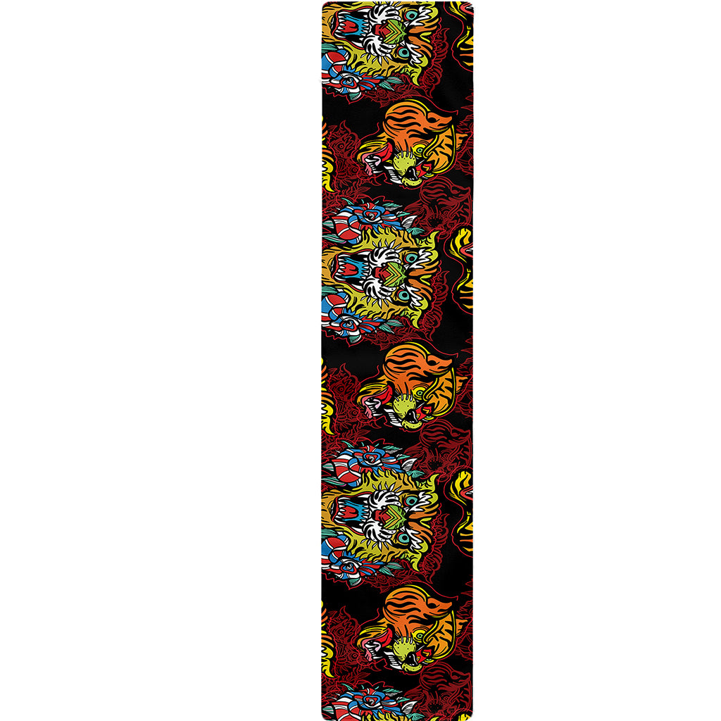 Red Tiger Tattoo Pattern Print Table Runner