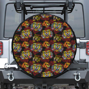 Red Tiger Tattoo Pattern Print Tire Cover