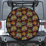 Red Tiger Tattoo Pattern Print Tire Cover With Camera Hole