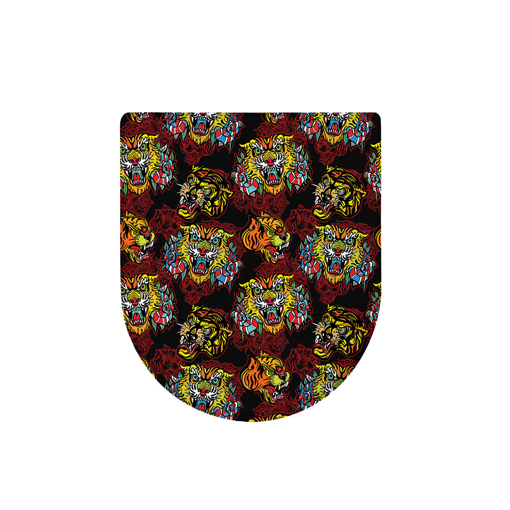 Red Tiger Tattoo Pattern Print Toilet Lid Cover