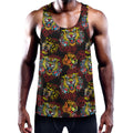 Red Tiger Tattoo Pattern Print Men's Workout Tank Top