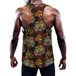 Red Tiger Tattoo Pattern Print Training Tank Top