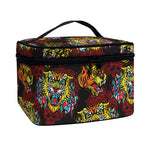 Red Tiger Tattoo Pattern Print Travel Makeup Bag