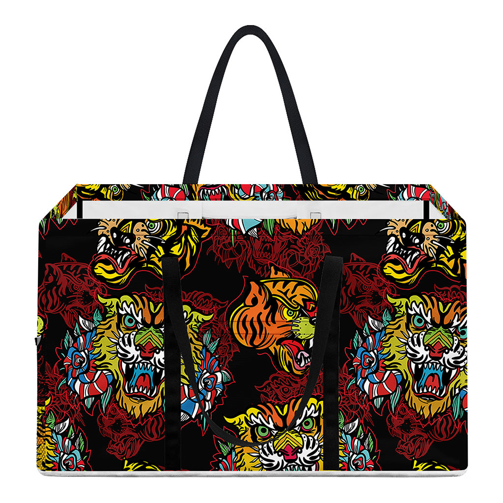 Red Tiger Tattoo Pattern Print Utility Tote Bag