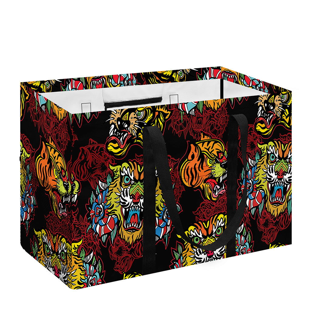 Red Tiger Tattoo Pattern Print Utility Tote Bag