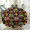 Red Tiger Tattoo Pattern Print Waterproof Round Tablecloth