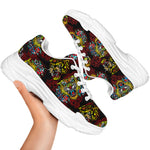 Red Tiger Tattoo Pattern Print White Chunky Shoes