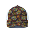 Red Tiger Tattoo Pattern Print White Mesh Trucker Hat