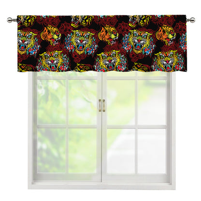 Red Tiger Tattoo Pattern Print Window Valance