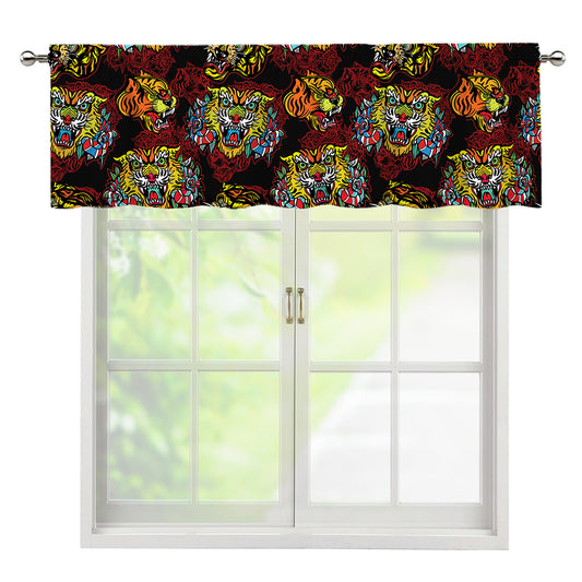 Red Tiger Tattoo Pattern Print Window Valance
