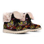 Red Tiger Tattoo Pattern Print Winter Boots