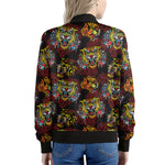 Red Tiger Tattoo Pattern Print Women's Bomber Jacket