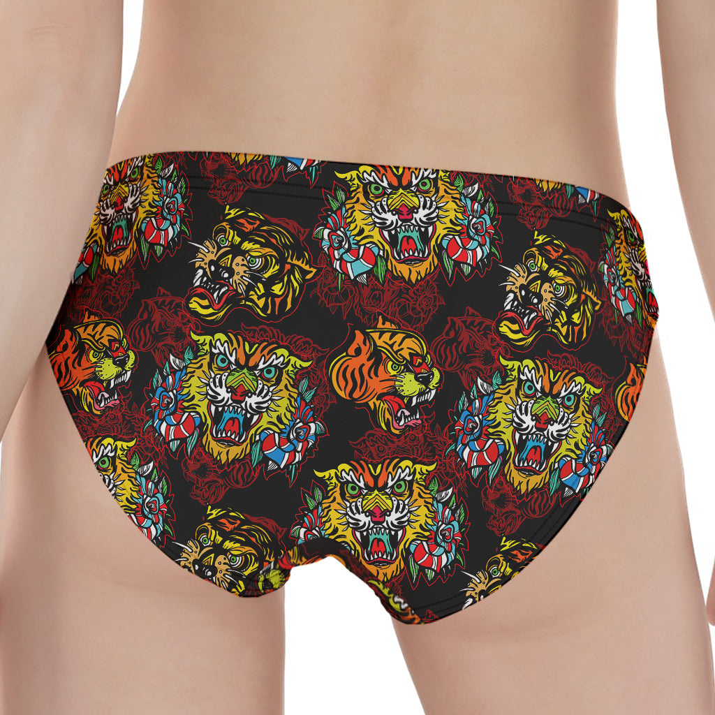 Red Tiger Tattoo Pattern Print Women's Panties