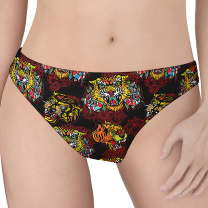 Red Tiger Tattoo Pattern Print Women's Thong