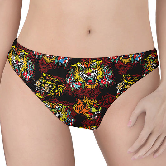 Red Tiger Tattoo Pattern Print Women's Thong
