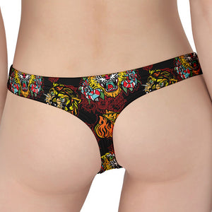 Red Tiger Tattoo Pattern Print Women's Thong