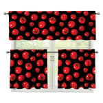 Red Tomato Pattern Print 3 Piece Kitchen Curtains