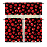 Red Tomato Pattern Print 3 Piece Kitchen Curtains