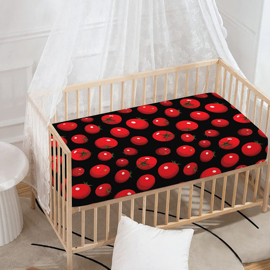 Red Tomato Pattern Print Baby Crib Sheet