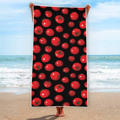 Red Tomato Pattern Print Beach Towel