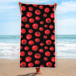 Red Tomato Pattern Print Beach Towel