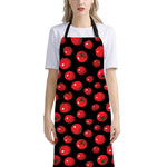 Red Tomato Pattern Print Bib Apron With Pocket