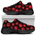 Red Tomato Pattern Print Black Chunky Shoes