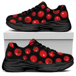 Red Tomato Pattern Print Black Chunky Shoes