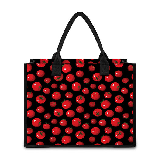 Red Tomato Pattern Print Canvas Tote Bag