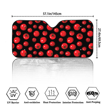 Red Tomato Pattern Print Car Windshield Sun Shade