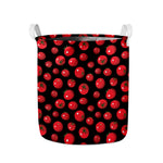 Red Tomato Pattern Print Collapsible Laundry Basket