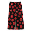 Red Tomato Pattern Print Cotton Front Slit Maxi Skirt