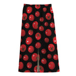 Red Tomato Pattern Print Cotton Front Slit Maxi Skirt
