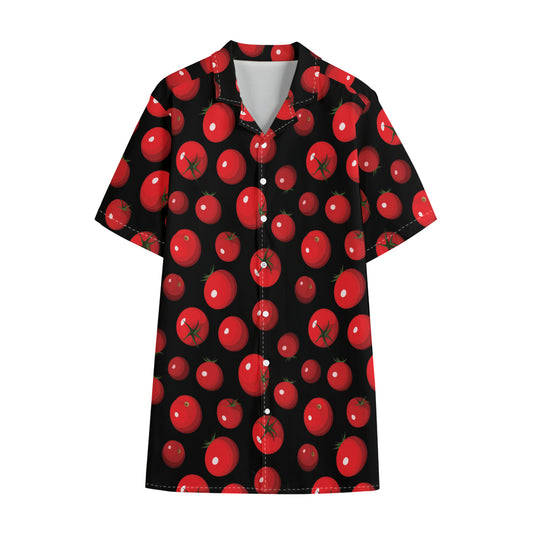 Red Tomato Pattern Print Cotton Hawaiian Shirt
