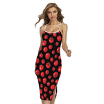 Red Tomato Pattern Print Cross Back Cami Dress