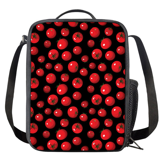 Red Tomato Pattern Print Crossbody Lunch Bag