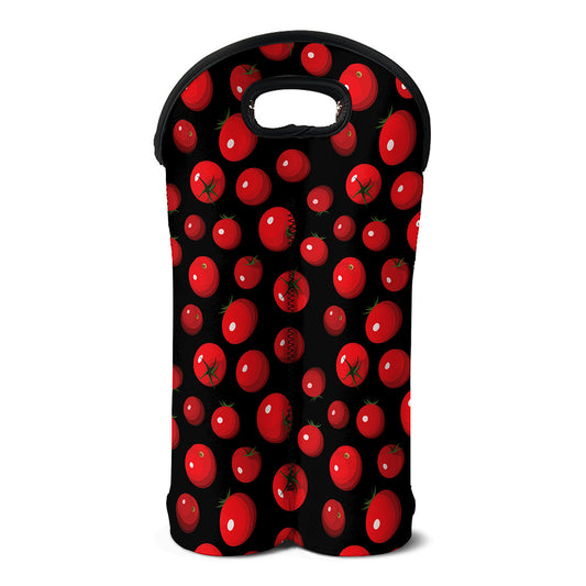 Red Tomato Pattern Print Double Neoprene Wine Tote