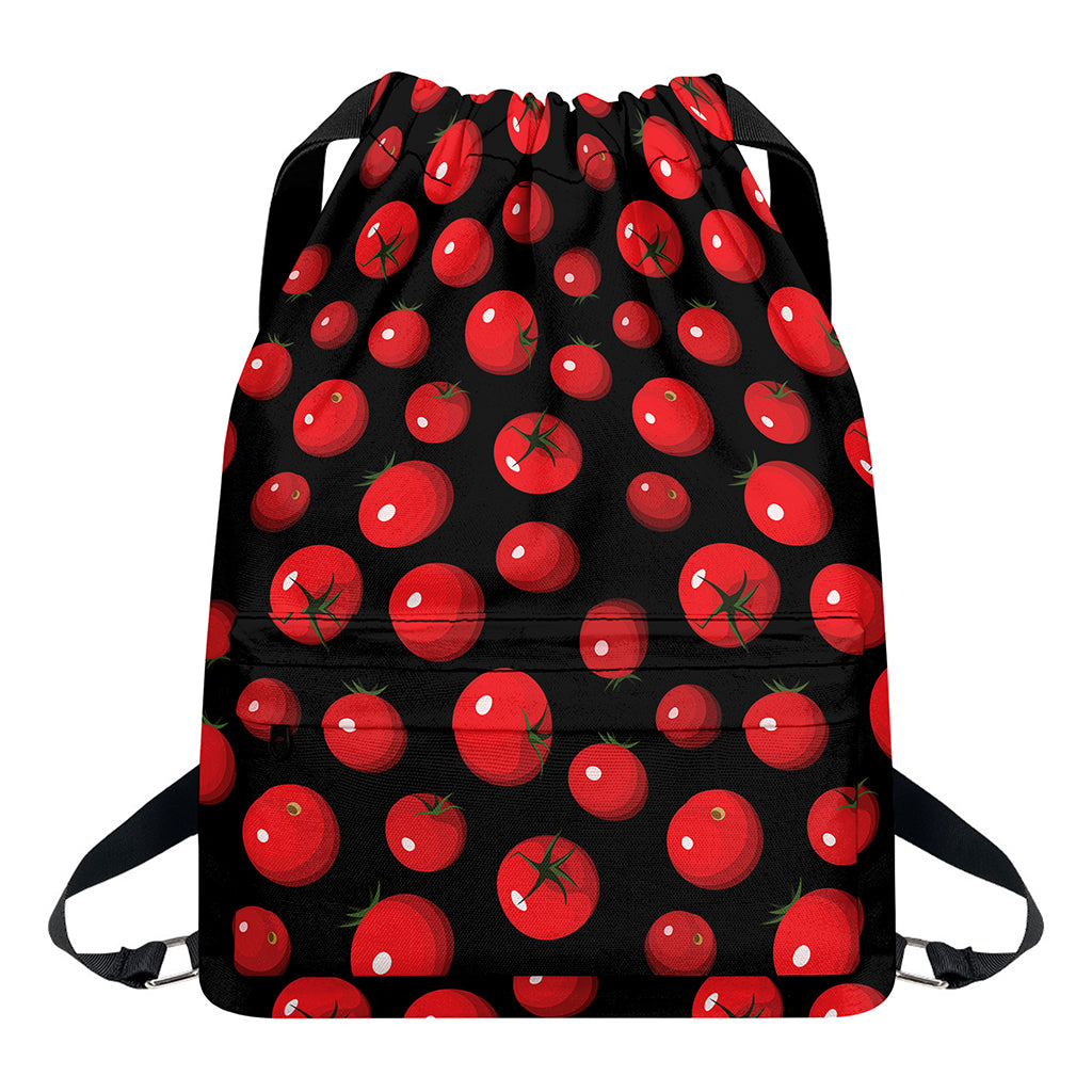Red Tomato Pattern Print Drawstring Backpack